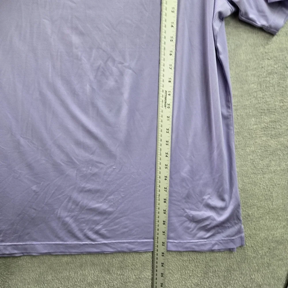 Adidas Men Polo 2XL Purple Golf Striped Button Logo Short Sleeve‎